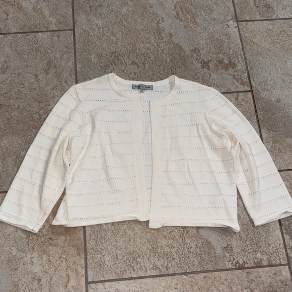Danny & Nicole Cream Open-Front Cardigan Size Medium - Picture 1 of 5